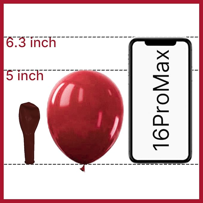 PartyWoo Burgundy Balloons 50pcs 5 Inch Small Mini Dark Red Maroon Latex Balloons for Graduation Wedding Thanksgiving Birthday Bachelorette Citizenship Strawberry Theme Party Decorations Red-Y62