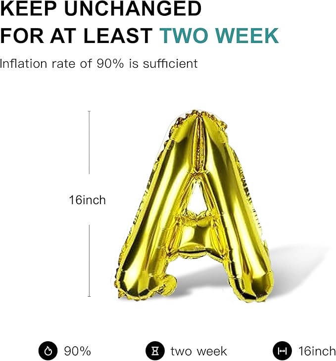 58 PCS Letter Balloons Alphabet Letters 2 Sets A- Z & 1 Sets AEIOU 16 - Inch Mylar Foil Balloons Set for Wedding/Birthdays/Annivs/Grads party Decoration Banner Custom Phrase (Gold)