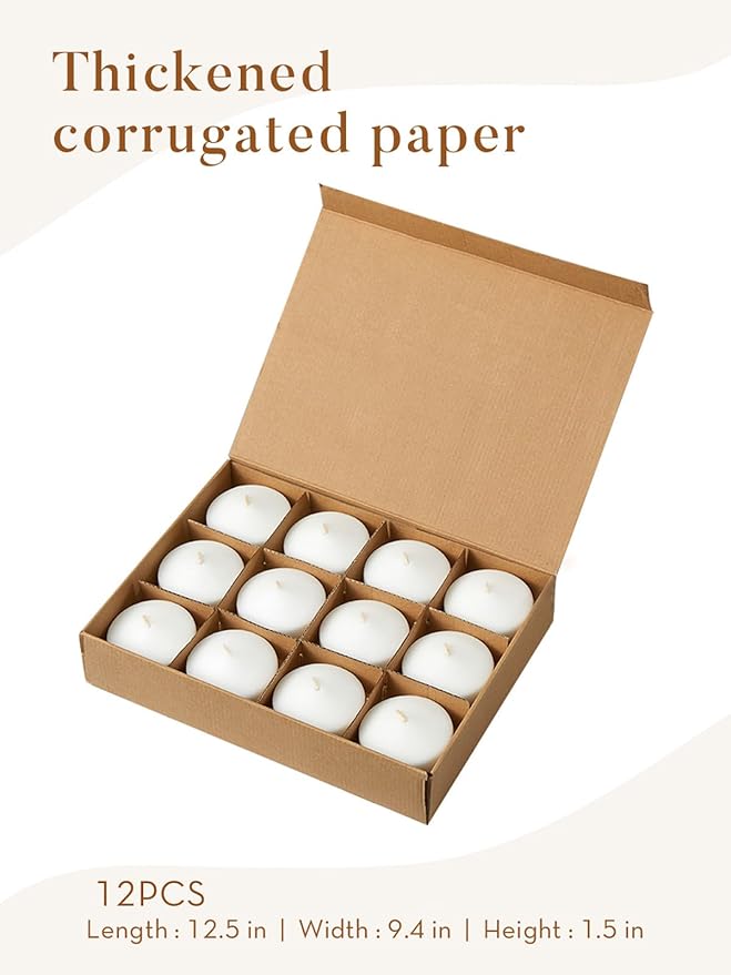 White Floating Candles 3 inch for Valentine's Day, 12 Pack Floating Candles 10 Hours Burn Clean & Smokeless Floating Candle for Wedding, Romantic Time, Proposal Anniversary, Party Deco