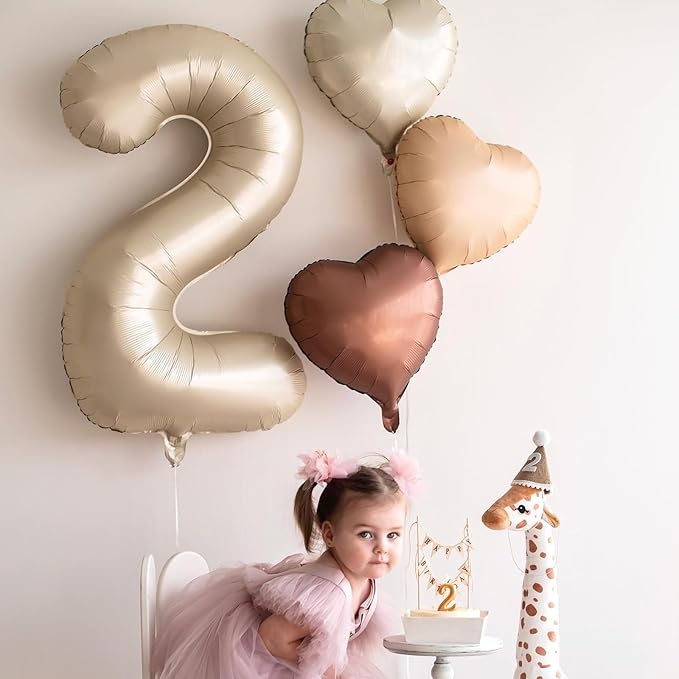 10PCS Brown Khaki Heart Shape Balloons - 18inch Chocolate Coffee Foil Heart Balloons for Helium Neutral Love Jungle Safari Birthday Party, Valentines Day