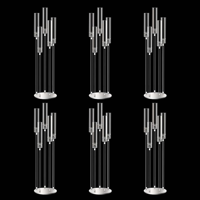 42.5inch 6pcs Acrylic Candelabra Centerpieces for Tables 5 Arms Wedding centerpieces for Decorations