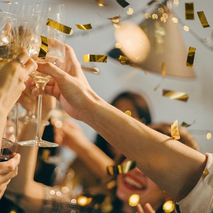 250Grams Rectangle Gold Metallic Confetti, Large Glitter Throwing Metallic Foil Confetti, Table Scatter Confetti Decorations for Wedding, Graduation Party, Birthday, Gold