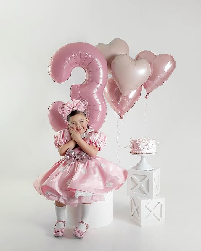 Pink White Heart Balloons,12Pcs Baby Pink Cream Heart Shaped Foil Balloons,18Inch Sand White Helium Balloon for Baby Shower Birthday Anniversary Wedding Party Decorations