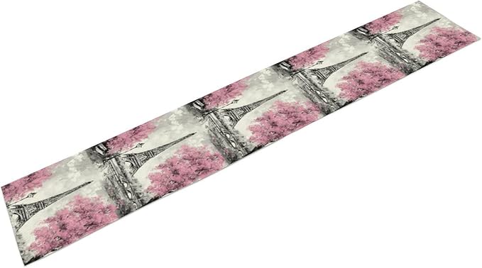 Paris Eiffel Tower Table Runner, Watercolor Eiffel Tower Dinner Runner for Farmhouse Kitchen Dining Table Holiday Party Decoration 13 x 70 Inch