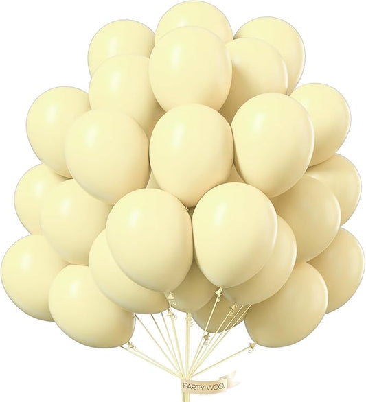 PartyWoo Pastel Yellow Balloons 50 pcs 12 Inch Light Pale Yellow Balloons for Graduation Baby Shower Gender Reveal Easter Little Cutie Birthday Party Decorations Yellow-Q07