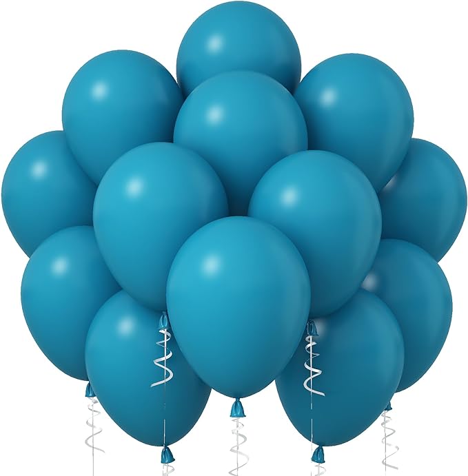 Peacock Blue Balloons, 12 Inch 30 Pcs Turquoise Blue Balloon Teal Blue Latex Balloons Matte Dark Teal Aqua Blue Helium Balloons for Birthday Baby Shower Wedding Whale Theme Party Decorations