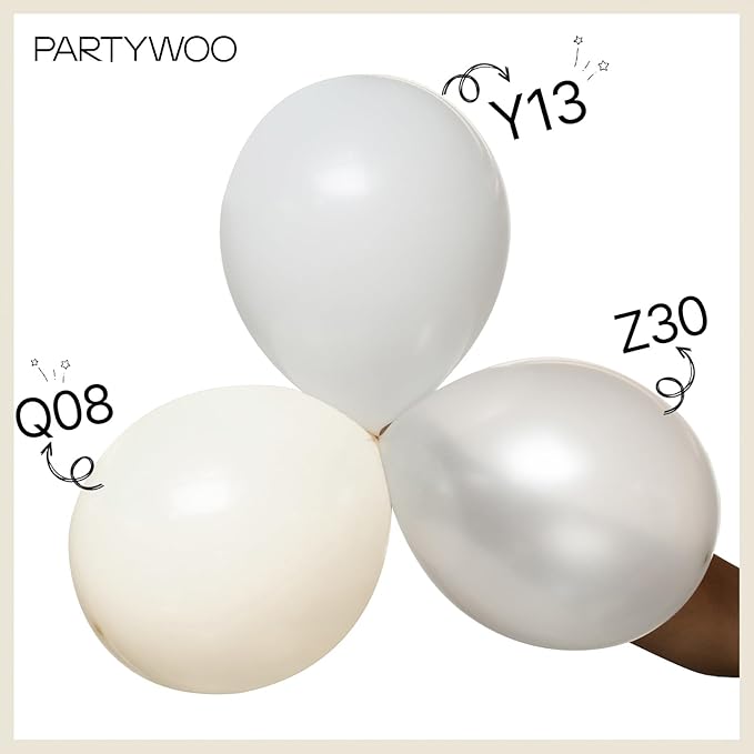 PartyWoo Beige Balloons 50 pcs 12 Inch Cream Ivory White Balloons for Wedding Baby Shower Birthday Bridal Shower Graduation Engagement Easter Anniversary Tea Boho Party Decorations White-Q08