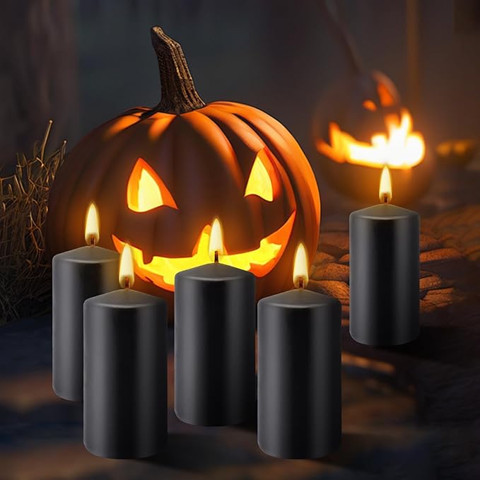 Set of 20 | 2X 4 inch Tall Pillar Candles, Soy Wax. Perfect for Dinner, Home Decoration, Party, Wedding.(Black)