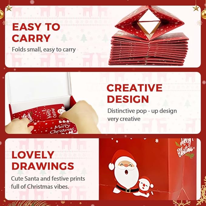 Surprise Gift Box Explosion for Money, New Christmas Surprise Gift Box Unique Folding Bouncing Red Envelope Gift Boxs, Christmas Money Boxs for Birthday Anniversary (10Pcs Sky Blue)