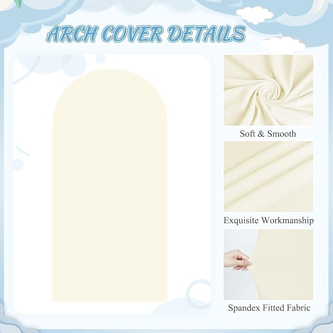 FOTSHARER Arch Backdrop Stand and Cover Set 7.2FT Metal Arched Backdrop Stand for Ivory Arch Covers Stretchy Backdrops Balloon Arch Kit Stands for Baby Shower Wedding Ceremony Graduation Decoration