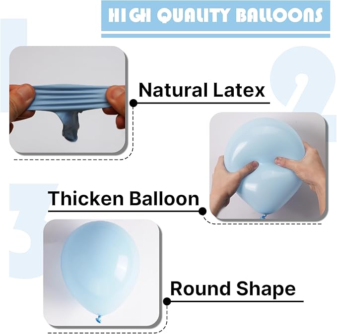 PartyWoo Baby Blue Balloons 101pcs 12 Inch Light Pastel Sky Aqua Blue Balloons for Graduation Baby Shower Gender Reveal Weddings Easter Birthday Bachelorette Anniversary Party Decorations Blue-Q13