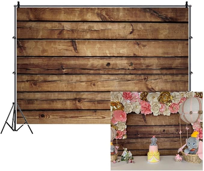 Wood Backdrops for Photography Rustic Brown Wooden Backdrop Banner LFEEY 5x3ft Vinyl Seamless Vintage Worn Wood Boards Background Newborn Baby Adults Wedding Birthday Party Decorations Props