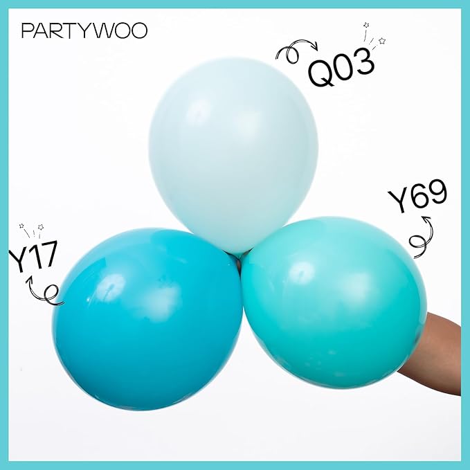 PartyWoo Teal Balloons 100pcs 5 Inch Turquoise Dark Teal Latex Balloons for Baby Shower Wedding Anniversary Gender Reveal Graduation Mermaid Birthday Pool Bachelorette Party Decorations Blue-Y69