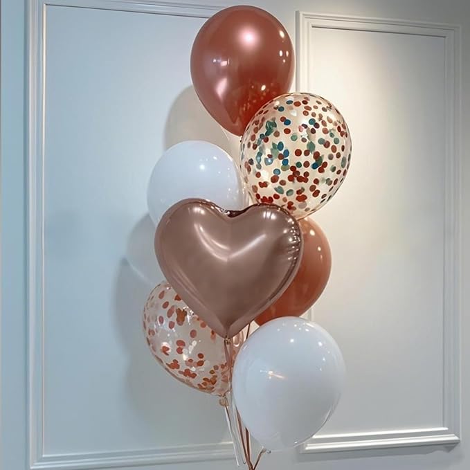 Rose Gold Heart Balloons,12Pcs 18 Inch Rose Gold Aluminum Love Heart Shaped Balloons for Bridal Wedding Engagement Anniversary Birthday Party Baby Shower Valentines Day Decorations