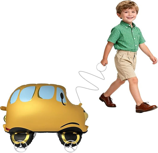 Walking School Bus Balloons, Self-Standing Large School Bus Foil Balloons for Classroom Welcome Back to School Decorations Large Aluminum Foil Balloon Set First Day of School Party