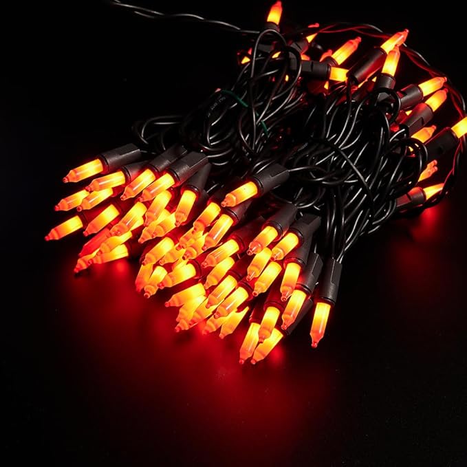 Halloween Lights 100 Counts, Orange Christmas Lights Indoor Outdoor,Black Wire Connectable of Lighting String,Decorations for Holiday, Party,Festival