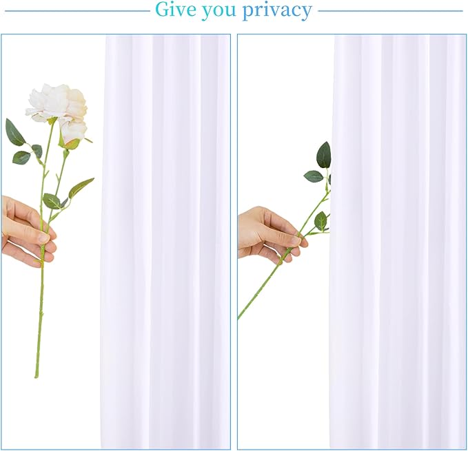 8 Panels White Backdrop Curtain for Parties Wedding Wrinkle Free White Photo Curtains Backdrops Drapes Fabric Decoration for Baby Shower Birthday Party 40ft(W) x 10ft(H)