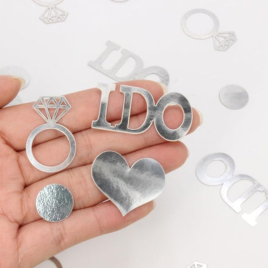 Wedding Confetti, Engagement Confetti for Wedding Shower Decorations, Bridal Shower Confetti for Bridal Shower Decorations, 160 PCS Glitter Silver I DO Confetti for Engagement Table Decorations