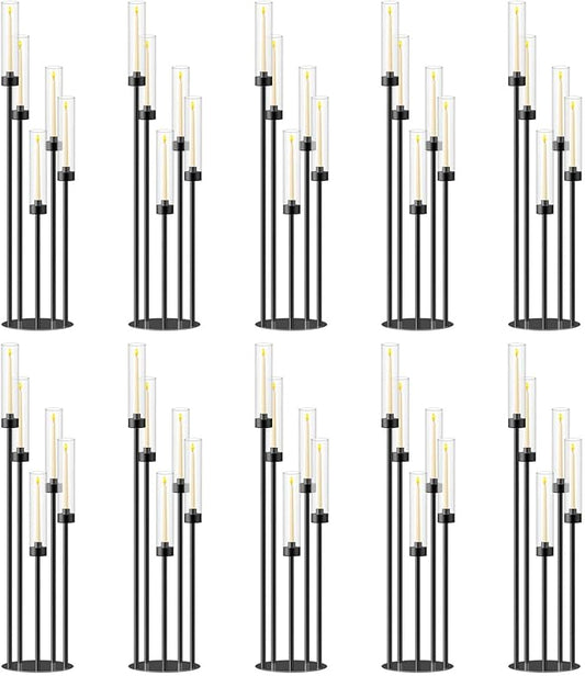 42.5inch 10pcs Black Candelabra Centerpieces for Tables 5 Arms Wedding centerpieces for Decorations