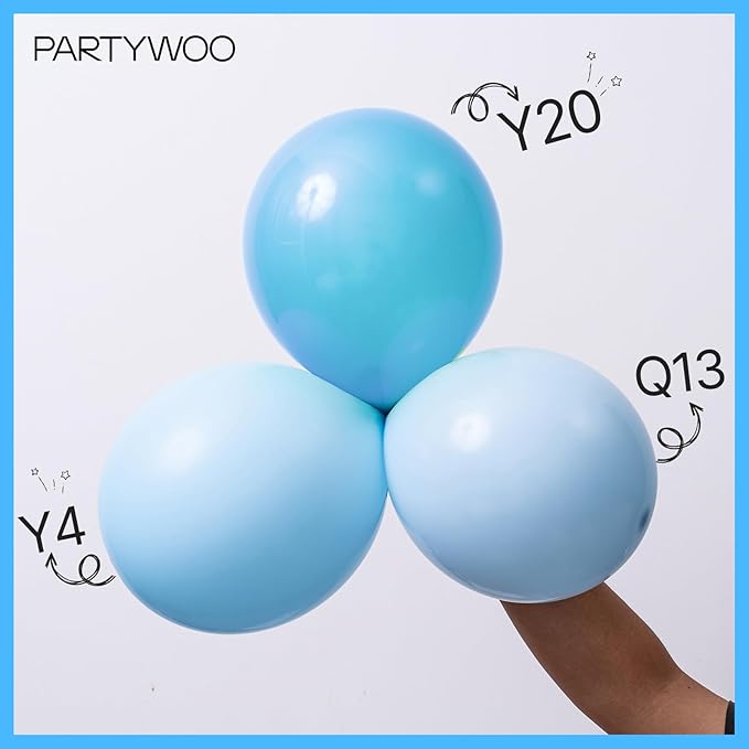 PartyWoo Baby Blue Balloons 101pcs 12 Inch Light Pastel Sky Aqua Blue Balloons for Graduation Baby Shower Gender Reveal Weddings Easter Birthday Bachelorette Anniversary Party Decorations Blue-Q13