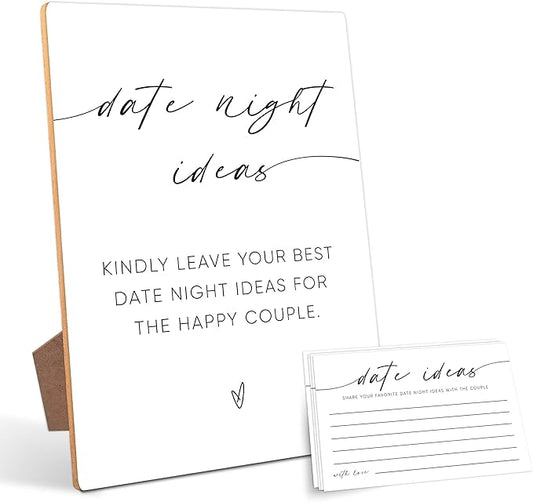 Date Night Ideas, Bridal Shower Games, Bridal Shower Decorations, Bridal Party Decorations, Bachelorette Party Games, Couples Games,1 Wooden Play Sign with Stand and 50 Cards Set