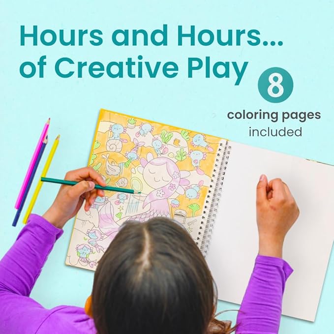 Cupkin Axolotl Sticker Book Activity, Toddler Airplane Travel Essentials, 300+ Axolotl Stickers for Kids + Eight Scenes + 8 Coloring Book Pages, Animal Lover Children's Gift, Kids Crafts for Ages 2-8