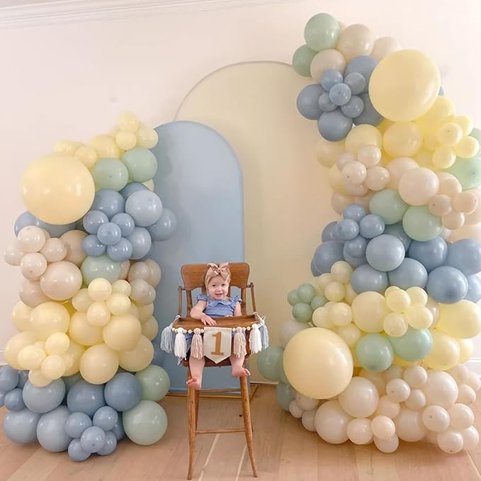 Sage Green Dusty Blue Yellow Balloon 12 Inch Double Stuffed Beige Slate Blue Olive Green Yellow Ivory Cream Latex Balloons for Oh Baby Shower Bridal Birthday Safair Wedding Party Decorations