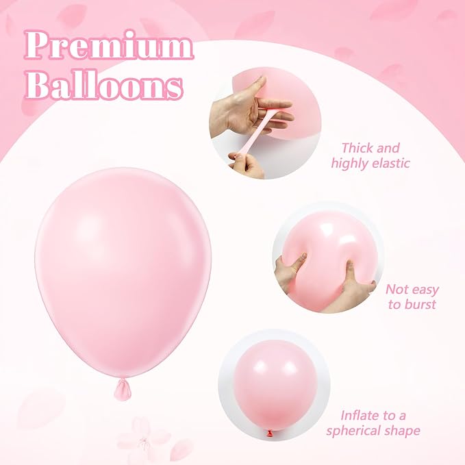 Light Pink and White Balloons, 60pcs 12inch Pearl Light Baby Pink Confetti White Balloons for Wedding Bridal Shower Baby Shower Pink Birthday Decorations