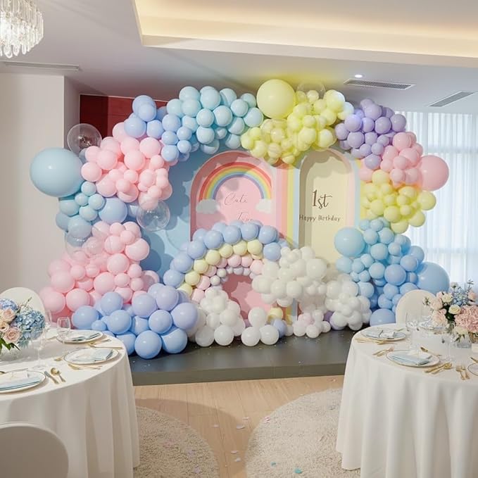 426Pcs Pastel Balloon Arch Kit - 7 Macaron Assorted Colors Balloon Garland Kit for Birthday Party Kids Girls Baby Shower Wedding Anniversary Pride Easter Rainbow Supplies Party Decorations
