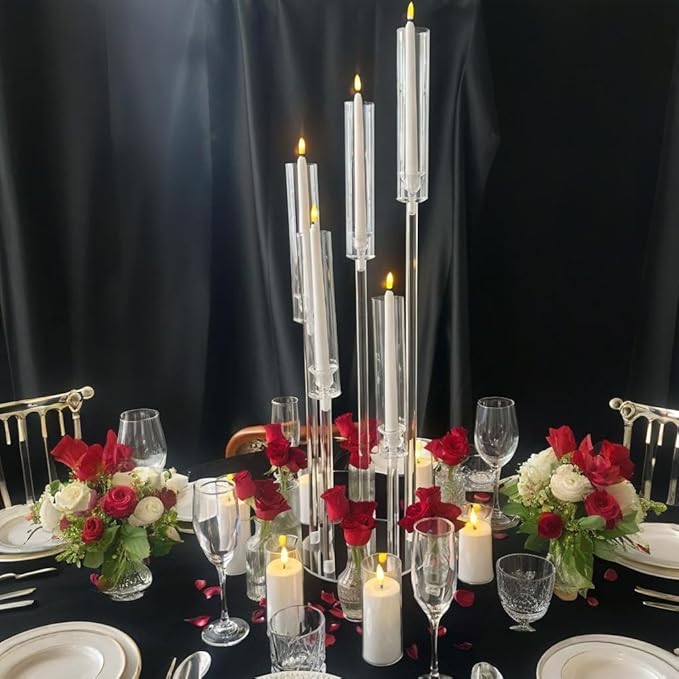 35inch 10pcs Acrylic Candelabra Centerpieces for Tables 5 Arms Wedding centerpieces for Decorations