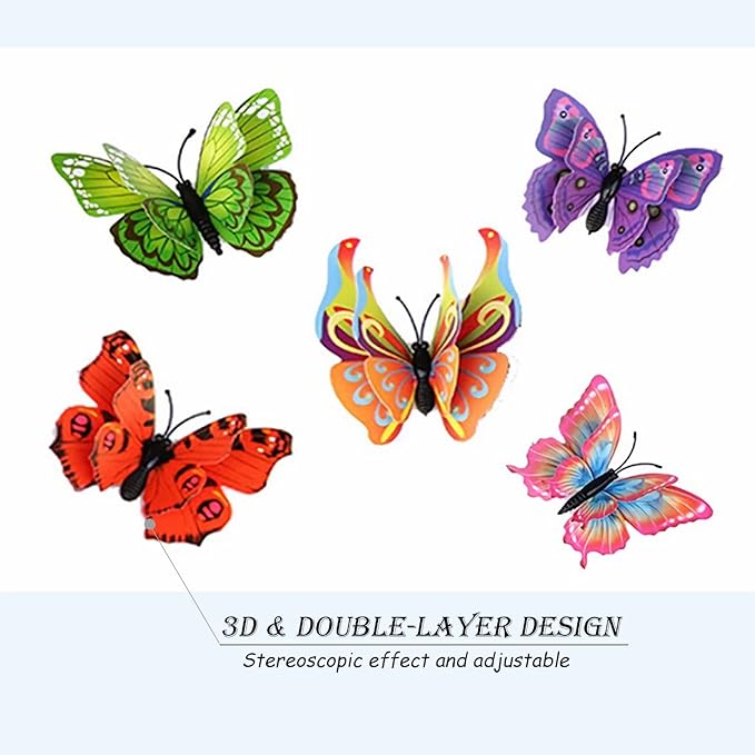 Butterfly Wall Decor 24/48 PCS, 3D Butterflies Stickers for Party Decorations with Magnets(Colorful, 48)