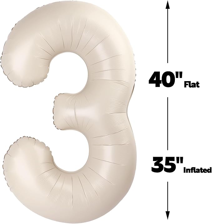 40 Inch Cream White 23 32 Large Number Balloon, 23 32 Cream White Birthday Party Decorations, Numbers 23 32 Foil Balloons for Anniversary Graduations Celebration Supplies