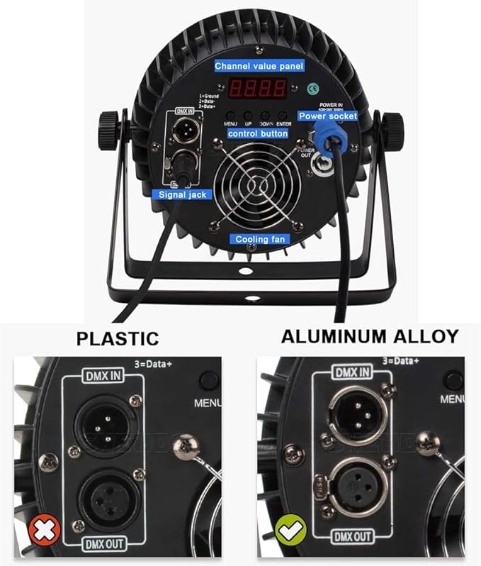 SHEHDS LED Stage Par Lights LED 18X18W DJ Stage Lights RGBWA+UV 6in1 Wash/Strobe Effect DMX512 Control Sound Activated Aluminum Alloy Shell Uplighting Lights for Concerts Family Party-1 Pack