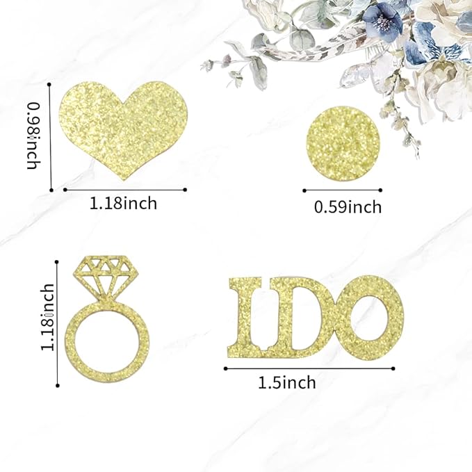 Wedding Confetti, Engagement Confetti for Wedding Shower Decorations, Bridal Shower Confetti for Bridal Shower Decorations, 160 PCS Glitter Gold I DO Confetti for Engagement Table Decorations