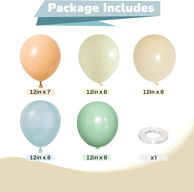 Sage Green Dusty Blue Yellow Balloon 12 Inch Double Stuffed Beige Slate Blue Olive Green Yellow Ivory Cream Latex Balloons for Oh Baby Shower Bridal Birthday Safair Wedding Party Decorations