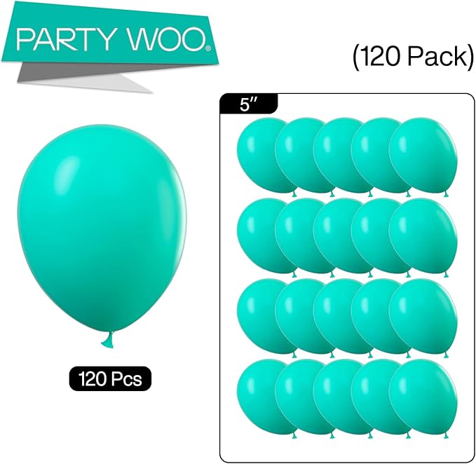 PartyWoo Teal Balloons 100pcs 5 Inch Turquoise Dark Teal Latex Balloons for Baby Shower Wedding Anniversary Gender Reveal Graduation Mermaid Birthday Pool Bachelorette Party Decorations Blue-Y69