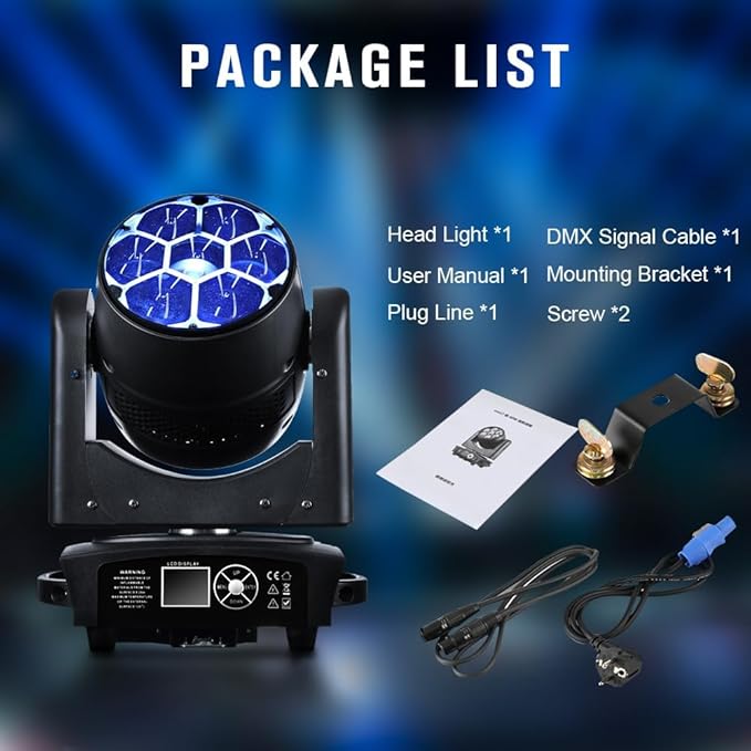 BETOPPER LM0740 Moving Head Light 7x40W RGBW Beam/Wash/Zoom/CTO Effect Bee Eye LED Stage Lighting Spot Lights with Sound Activated for DJs, Bars, Christmas, and Home Party Lighting,1 Pack