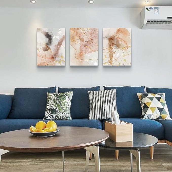 MHARTK66 Boho Wall Decor Living Room Canvas Wall Art for Bedroom Minimalist Abstract Ink Wall Paintings Large Size Wall Decorations for Office Dormitory Wall Pictures Framed Home Decoration 3 Piece