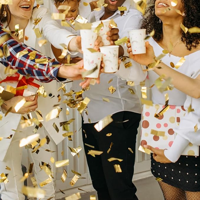 250Grams Rectangle Gold Metallic Confetti, Large Glitter Throwing Metallic Foil Confetti, Table Scatter Confetti Decorations for Wedding, Graduation Party, Birthday, Gold