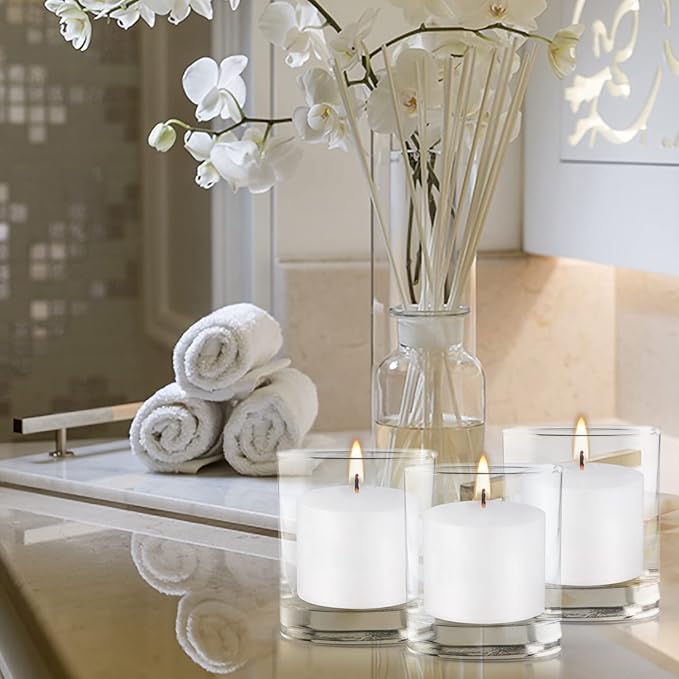72-Piece Premium White Pillar Candle Set – 10-Hour Burn Time – Perfect for Weddings, Churches, Home Decor & Special Events