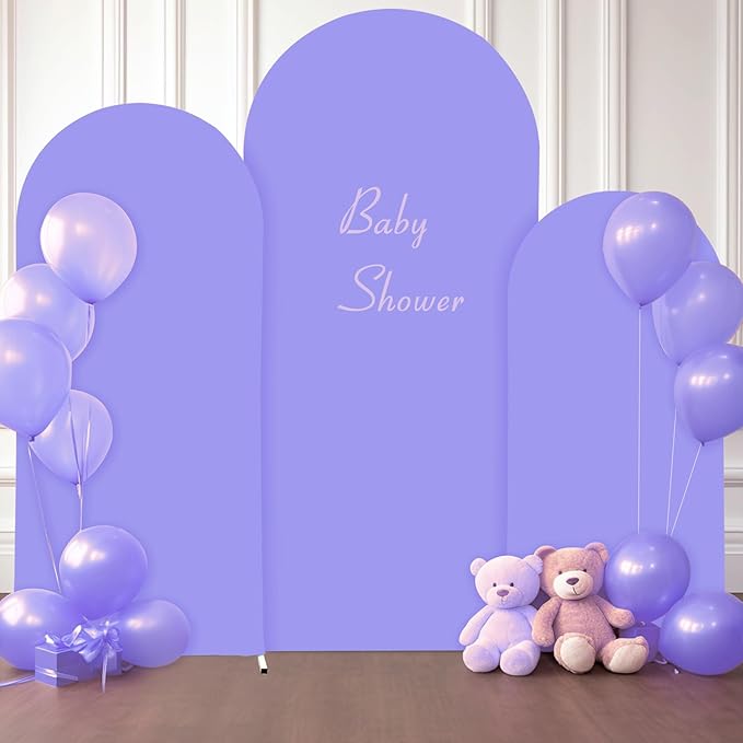 (7.2FT, 6.6FT, 6FT) Wedding Arch Cover Set of 3 Lavender Spandex Fitted Arch Cover for Round Top Chiara Backdrop Stand Covers for Birthday Party Banquet Photo Background Decoration