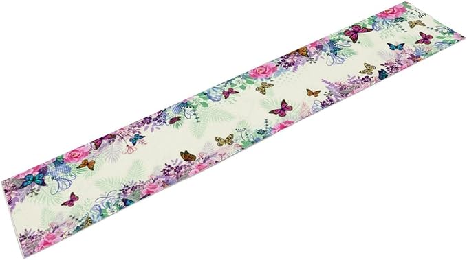 Butterfly Table Runner, Wildflowers Floral Butterfly Table Decoration Seasonal Summer Home Kitchen Dining Table Indoor Outdoor Farmhouse Decor 13x108 in