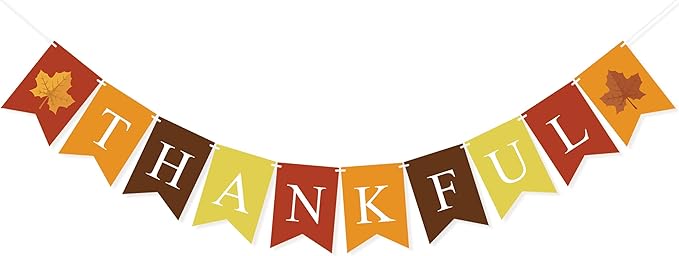Thankful Banner Thanksgiving Day Decorations for Mantle Fireplace Fall Banner Garland Autumn Harvest Home Decor Fall Photo Props Wall Hanging Bunting Assembled Thanksgiving Party Supplies