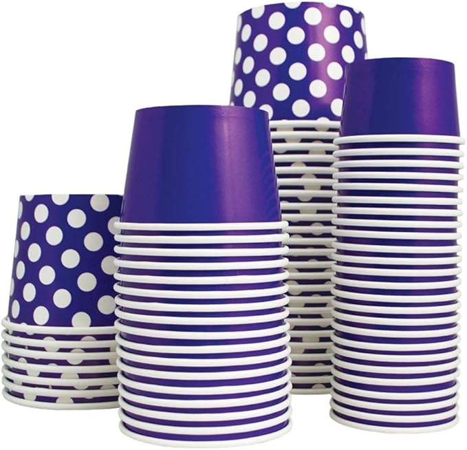 UNIQ 1000-Count 12 oz Polka Dot Disposable Ice Cream Bowls Purple Color | For Hot or Cold Foods | Ice Cream Bar Supplies Frozen Dessert Supplies