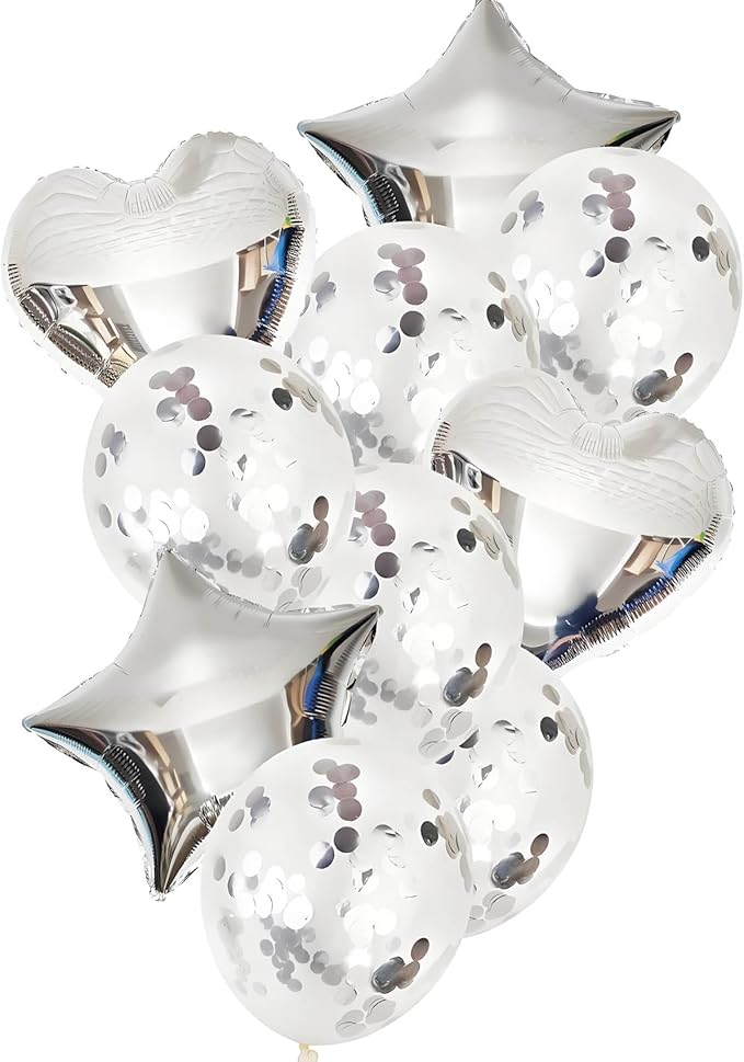 Silver Metallic Foil Confetti 8000 Pcs Shiny Round Table Confetti for Fill Balloon Wedding Graduation Party Decorations,60g of pack