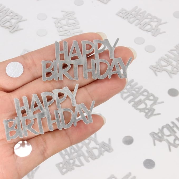 Birthday Confetti - Silver for Happy Birthday Table Decorations, 270 Pcs