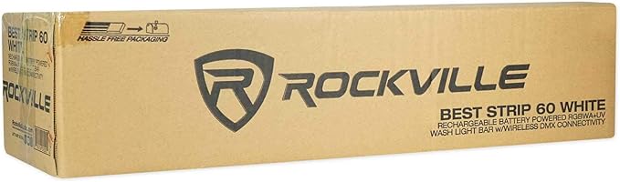 Rockville Best Strip 60 White 36W Rechargeable Wash Light Bar, 6x6W RGBWA+UV LEDs, Wireless DMX, IRC Remote, for DJs, Events, and Stage Lighting