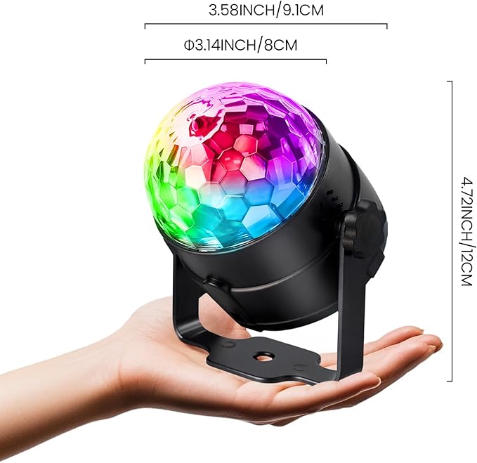 NEQUARE Disco Ball DJ Party Lights Sound Activated with Remote Control Strobe Lamp 7 Modes Stage Light for Home Room Dance Parties Karaoke Halloween Christmas Birthday Decorations[3-Pack]