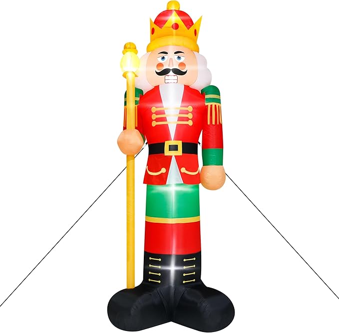 14FT Christmas Inflatables, Giant Christmas Inflatables Nutcracker, Lighted Christmas Soldier Yard Decorations, Blow Up Outdoor Christmas Decor for Holiday Xmas Party Indoor Lawn Christmas Eve