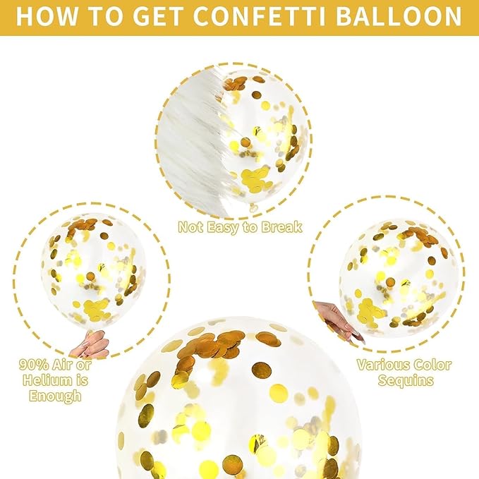 Black Gold Beige Balloons, 60PCS Black Gold White Sand Balloons Party Balloon with Metallic Gold Confetti Party Balloon for Graduation, Weddings, Birthday, New Year Decorations